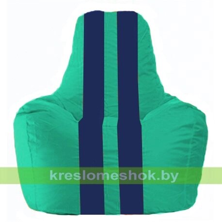 Кресло-мешок Спортинг С1.1-286 (основа бирюзовая, вставка синяя тёмная) от компании Интернет-магазин "Kreslomeshok" - фото 1