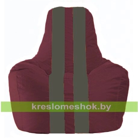 Кресло-мешок Спортинг С1.1-300 (основа бордовая, вставка серая тёмная) от компании Интернет-магазин "Kreslomeshok" - фото 1