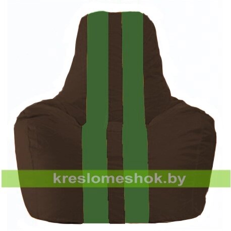 Кресло-мешок Спортинг С1.1-321 (основа коричневая, вставка зелёная) от компании Интернет-магазин "Kreslomeshok" - фото 1