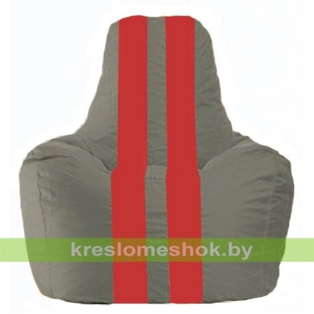 Кресло мешок Спортинг С1.1-332 (основа серая, вставка красная) от компании Интернет-магазин "Kreslomeshok" - фото 1