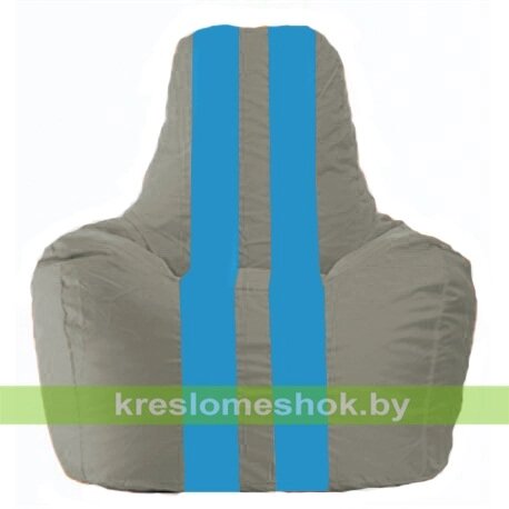 Кресло мешок Спортинг С1.1-337 (основа серая, вставка голубая) от компании Интернет-магазин "Kreslomeshok" - фото 1