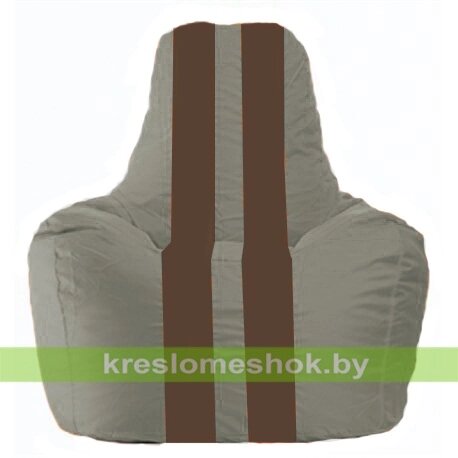 Кресло мешок Спортинг С1.1-340 (основа серая, вставка коричневая) от компании Интернет-магазин "Kreslomeshok" - фото 1