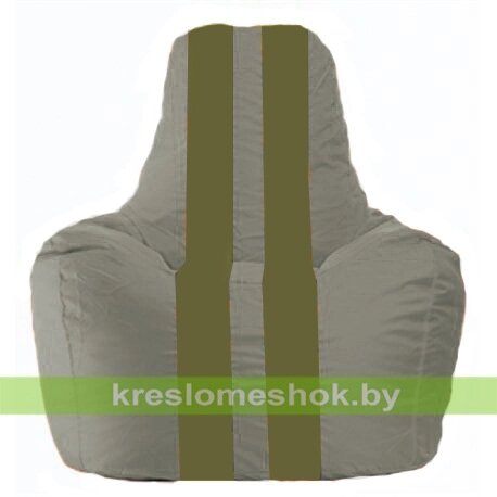 Кресло мешок Спортинг С1.1-341 (основа серая, вставка оливковая) от компании Интернет-магазин "Kreslomeshok" - фото 1
