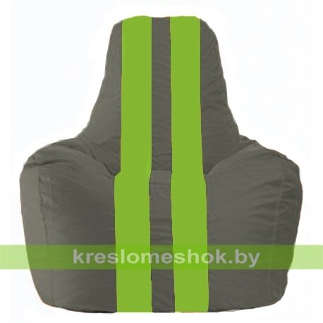 Кресло-мешок Спортинг С1.1-356 (основа серая тёмная, вставка салатовая) от компании Интернет-магазин "Kreslomeshok" - фото 1