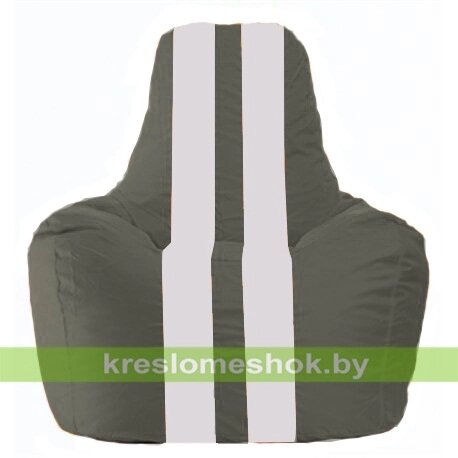 Кресло-мешок Спортинг С1.1-357 (основа серая тёмная, вставка белая) от компании Интернет-магазин "Kreslomeshok" - фото 1