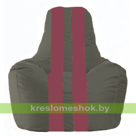 Кресло-мешок Спортинг С1.1-358 (основа серая тёмная, вставка бордовая) от компании Интернет-магазин "Kreslomeshok" - фото 1