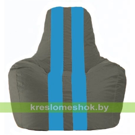 Кресло-мешок Спортинг С1.1-359 (основа серая тёмная, вставка голубая) от компании Интернет-магазин "Kreslomeshok" - фото 1