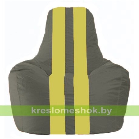 Кресло-мешок Спортинг С1.1-360 (основа серая тёмная, вставка жёлтая) от компании Интернет-магазин "Kreslomeshok" - фото 1