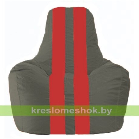 Кресло-мешок Спортинг С1.1-362 (основа серая тёмная, вставка красная) от компании Интернет-магазин "Kreslomeshok" - фото 1