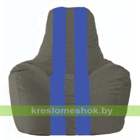 Кресло-мешок Спортинг С1.1-367 (основа серая тёмная, вставка синяя) от компании Интернет-магазин "Kreslomeshok" - фото 1