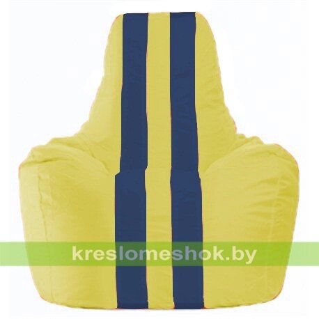 Кресло-мешок Спортинг С1.1-451 (основа жёлтая, вставка синяя тёмная) от компании Интернет-магазин "Kreslomeshok" - фото 1