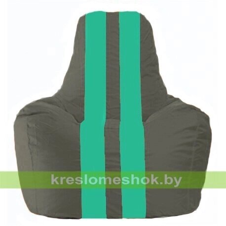 Кресло-мешок Спортинг С1.1-465 (основа серая тёмная, вставка бирюзовая) от компании Интернет-магазин "Kreslomeshok" - фото 1