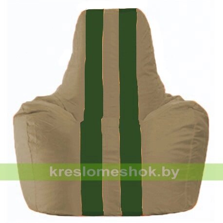 Кресло мешок Спортинг С1.1-83 (основа бежевая тёмная, вставка зелёная тёмная) от компании Интернет-магазин "Kreslomeshok" - фото 1