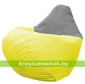 Кресло мешок Груша Альфа (основа жёлтая, вставка серая)
