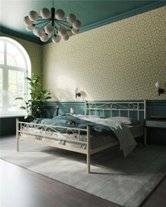 Кровать "Франческа" с изножьем (140х200/ноги металл/цвет Бежевый)