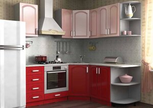 Кухня МДФ розовый/красный металлики