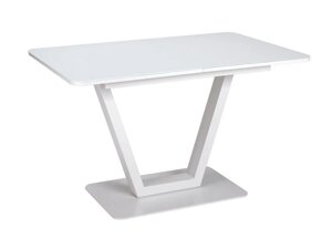 Стол раздвижной со стеклом "Vincent-120"Белый оптивайт / Белый) 120(160)х80