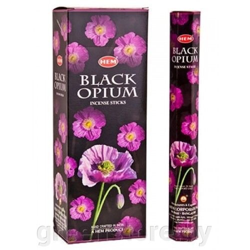 Благовония HEM Чёрный опиум (Black Opium), 20 палочек от компании Зеленый магазин Минск - фото 1
