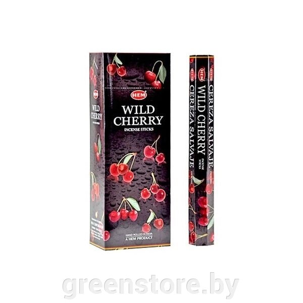 Благовония HEM Дикая вишня (wild cherry), 20 палочек от компании Зеленый магазин Минск - фото 1