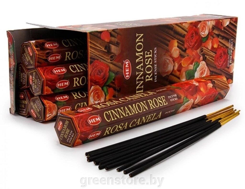 Благовония HEM Роза и Корица Rose Cinnamon 20 палочек от компании Зеленый магазин Минск - фото 1