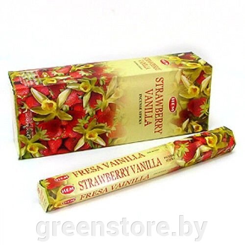 Благовония HEM Ваниль клубника (strawberry vanilla), 20 палочек от компании Зеленый магазин Минск - фото 1