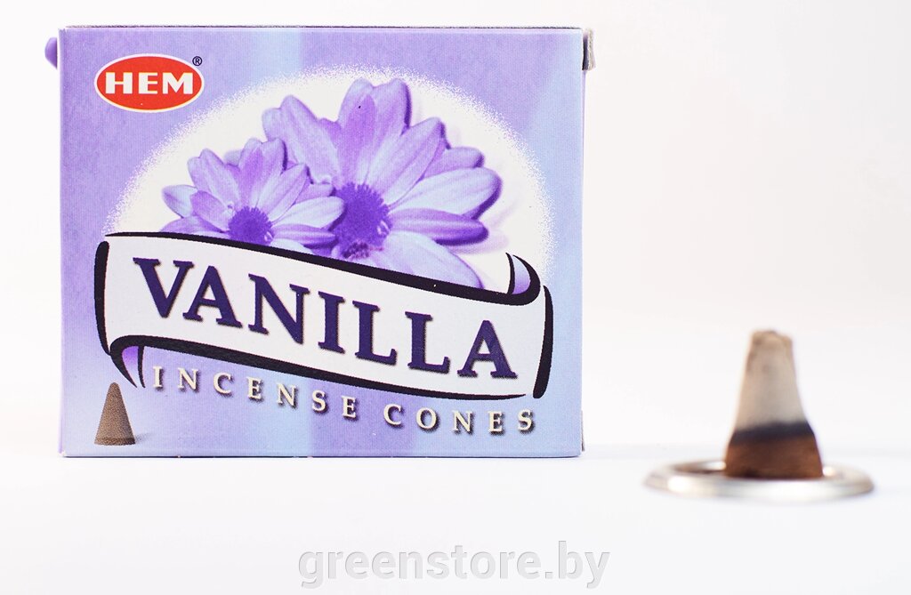 Благовония HEM Ваниль (Vanilla), 10 конусов от компании Зеленый магазин Минск - фото 1