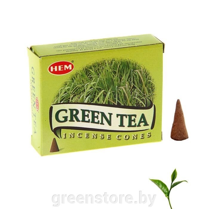 Благовония конус Hem Зелёный чай (Green tea), 10 конусов от компании Зеленый магазин Минск - фото 1
