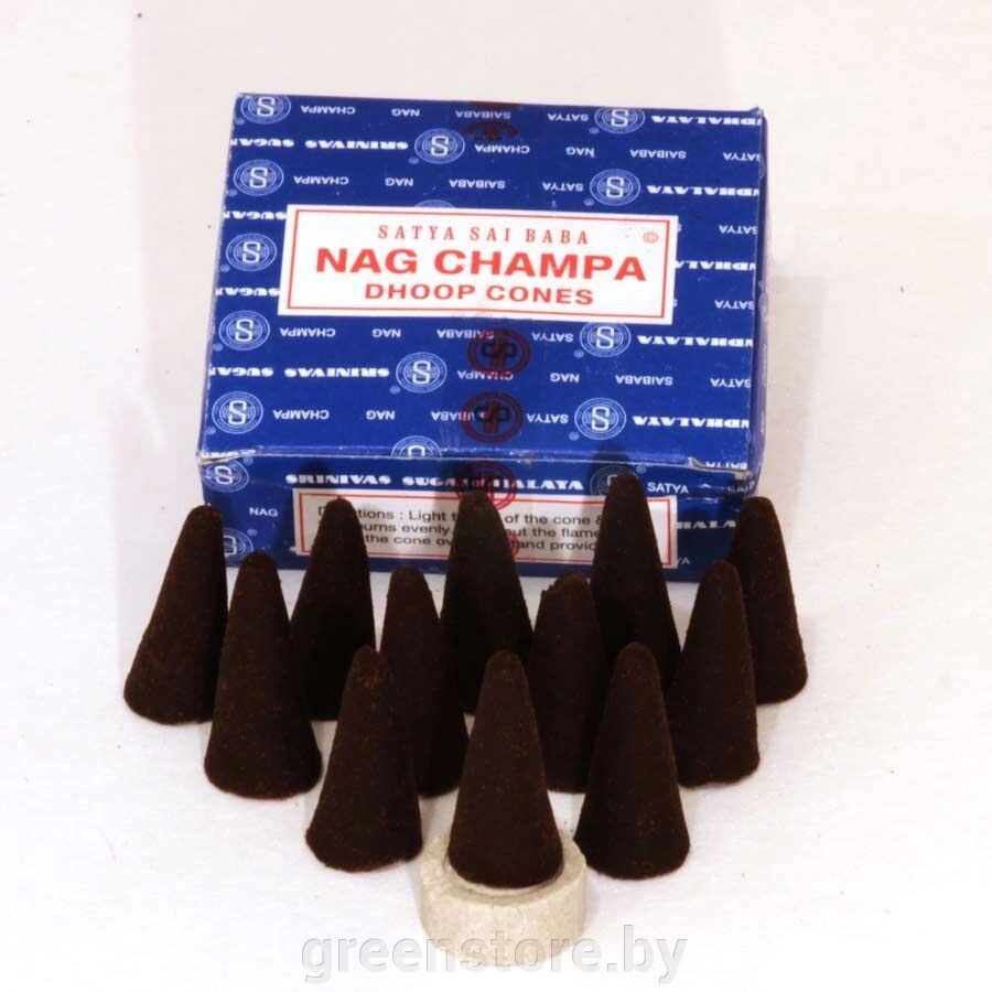 Благовония Satya Nag Champa Agarbatti (Наг Чампа), конусы (12 конусов) от компании Зеленый магазин Минск - фото 1