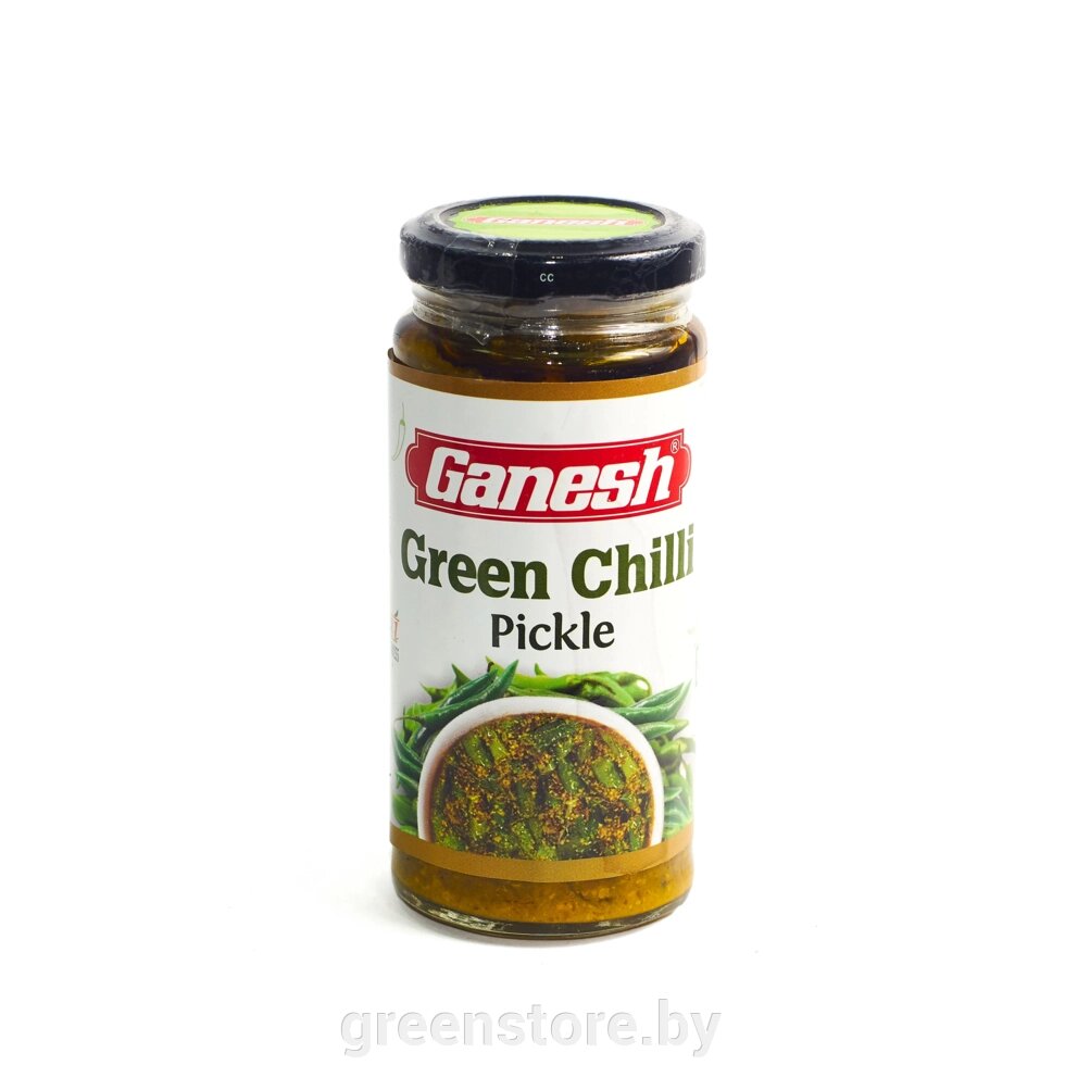 Маринованные пикули Зеленый Чили (Green Chili pickle) Ganesh  250г от компании Зеленый магазин Минск - фото 1