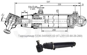 Цилиндр гидроусилителя МАЗ 5336-3405005-02, Цилиндр гур МАЗ (ЦГ80-280)