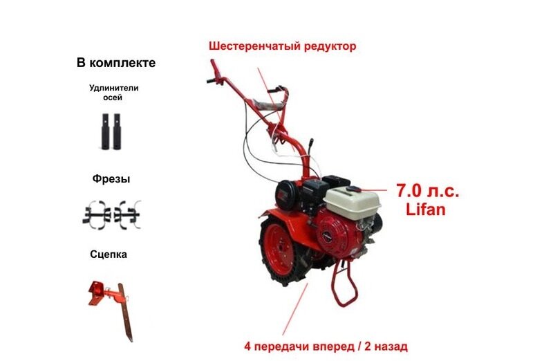 Мотоблок АГАТ Салют Л 7.0 с двигателем Lifan 170F от компании Интернет-магазин агро-мото-вело-техники - фото 1