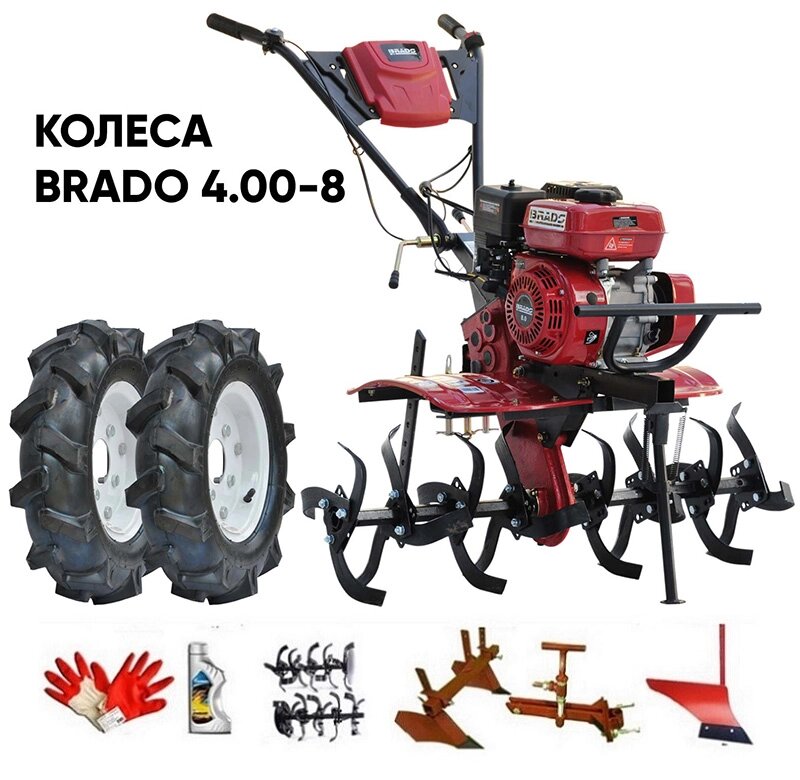 Мотоблок BRADO GM-700 (колеса 4х8) + Фреза + Сцепка, Плуг, Окучник + 2 Бонуса от компании Интернет-магазин агро-мото-вело-техники - фото 1