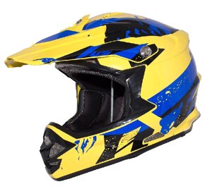 Мотошлем RACER JK316, желтый/синий Размер L