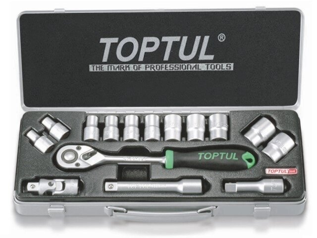 Набор головок 1/2 8-24 мм 15 предм. 6 гр. метал. кейс TOPTUL (GCAD1502) от компании Интернет-магазин агро-мото-вело-техники - фото 1