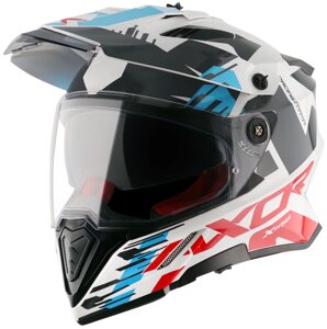 Шлем AXOR X CROSS X1 DUAL VISOR, цвет белый, красный, синий, чёрный