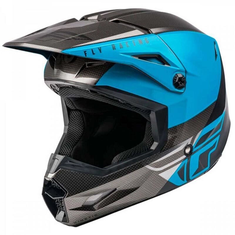 Шлем кроссовый FLY RACING KINETIC Straight Edge синий/серый L от компании Интернет-магазин агро-мото-вело-техники - фото 1