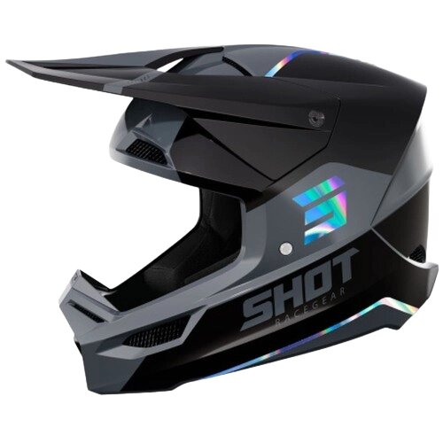 Шлем кроссовый SHOT FURIOS BOLT черный/серый/голография глянец от компании Интернет-магазин агро-мото-вело-техники - фото 1