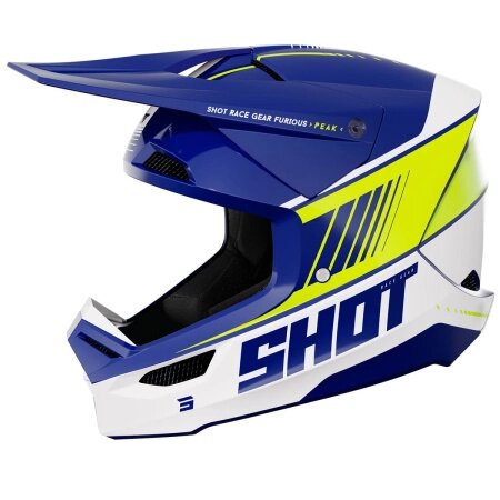 Шлем кроссовый SHOT FURIOS PEAK синий/белый/Hi-Vis жёлтый глянцевый от компании Интернет-магазин агро-мото-вело-техники - фото 1