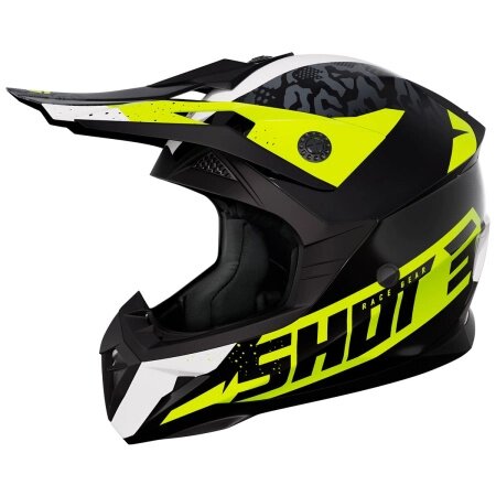Шлем кроссовый SHOT PULSE AIRFIT черный/белый/Hi-Vis желтый глянцевый от компании Интернет-магазин агро-мото-вело-техники - фото 1