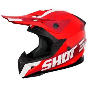 Шлем кроссовый SHOT PULSE AIRFIT красный/белый глянцевый