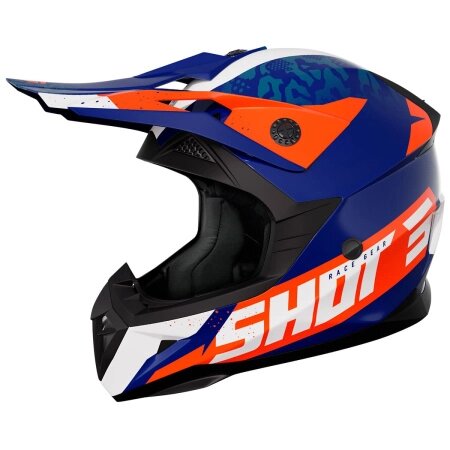 Шлем кроссовый SHOT PULSE AIRFIT синий/белый/оранжевый глянцевый от компании Интернет-магазин агро-мото-вело-техники - фото 1