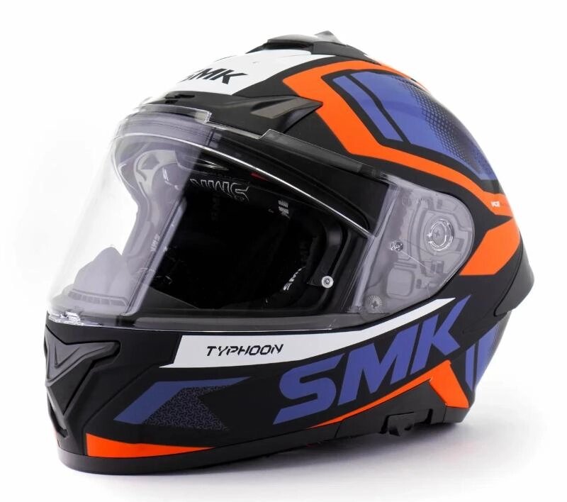 Шлем SMK TYPHOON THORN, чёрный/оранжевый/голубой матовый от компании Интернет-магазин агро-мото-вело-техники - фото 1