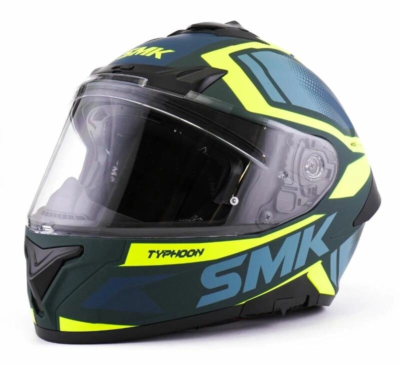 Шлем SMK TYPHOON THORN, чёрный/серый/салатовый матовый от компании Интернет-магазин агро-мото-вело-техники - фото 1