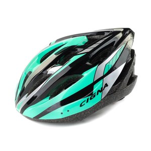 Шлем велосипедный Cigna WT-040 (чёрный/зелёный/серебристый)