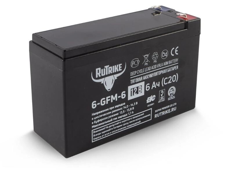 Тяговый аккумулятор RuTrike 6-GFM-6 (12V6A/H C20) от компании Интернет-магазин агро-мото-вело-техники - фото 1