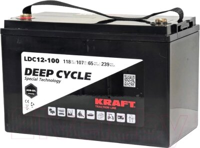 Аккумулятор лодочный KrafT 12V-118Ah C20 L тяговая / LDC12-100 от компании Бесплатная доставка по Беларуси - фото 1