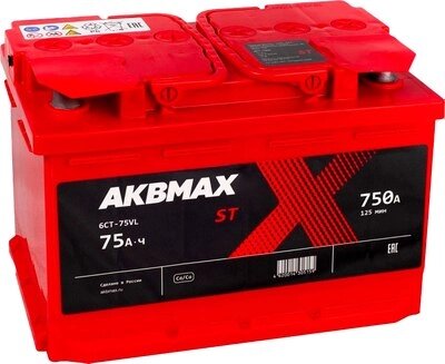 Автомобильный аккумулятор AKBMAX R ST 75R RL3 от компании Бесплатная доставка по Беларуси - фото 1