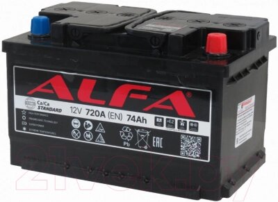 Автомобильный аккумулятор ALFA battery Battery Standart R+ низкий 720A / 6CT-74R от компании Бесплатная доставка по Беларуси - фото 1