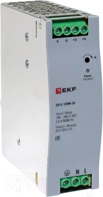 Блок питания на DIN-рейку EKF DR-E-120W-24 от компании Бесплатная доставка по Беларуси - фото 1