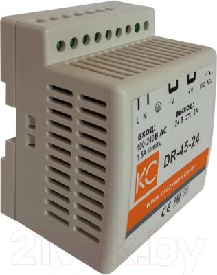 Блок питания на DIN-рейку КС DR-45W-24V / dr-45-24 от компании Бесплатная доставка по Беларуси - фото 1